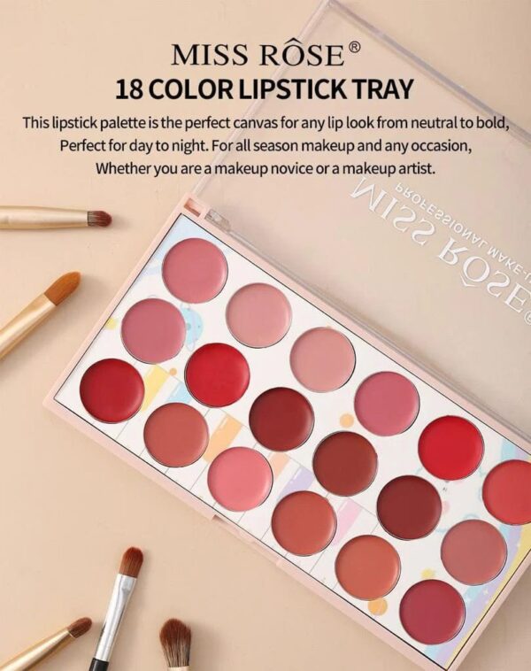 Miss Rose 18 Color Creamy Lipstick Palette - Image 4
