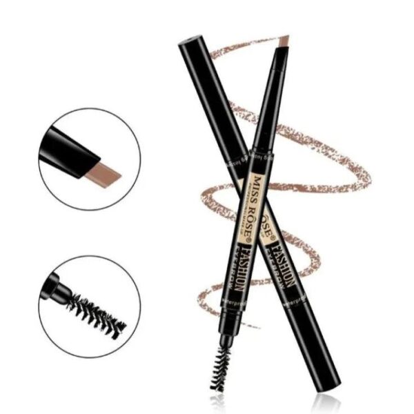 Miss Rose Double Head Long Lasting Waterproof Eye Brow Pencil & Brush 2 In 1 - Image 2