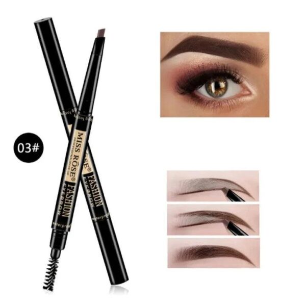 Miss Rose Double Head Long Lasting Waterproof Eye Brow Pencil & Brush 2 In 1 - Image 3