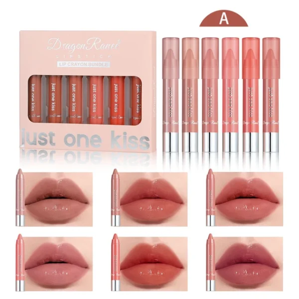 Dragon Ranee 6Pcs Set Glossy Lipstick Easy To Color Lipstick - Image 3