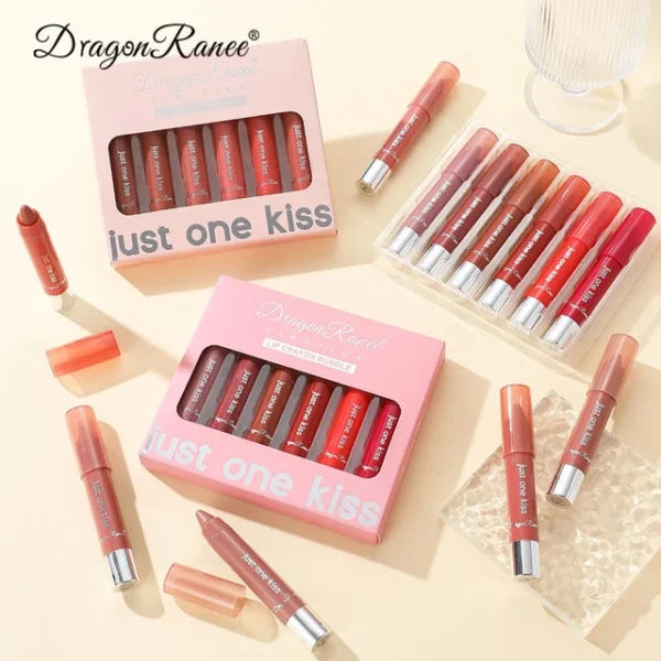 Dragon Ranee 6Pcs Set Glossy Lipstick Easy To Color Lipstick - Image 4
