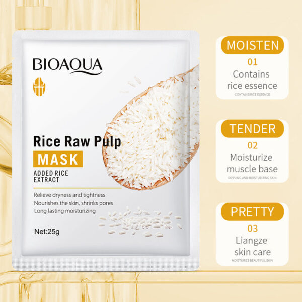 Bioaqua Rice Raw Pulp Moisturizing Face Mask Sheet - Image 3