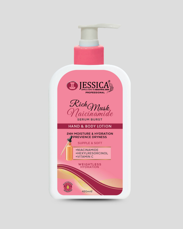 Jessica Rich Musk Niacinamide Hand & Body Lotion – 24H Hydration & Brightening