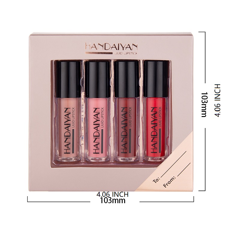 Handaiyan Liquid Lipstick Set – Long Lasting Matte & Gloss pack of 4 - Image 4