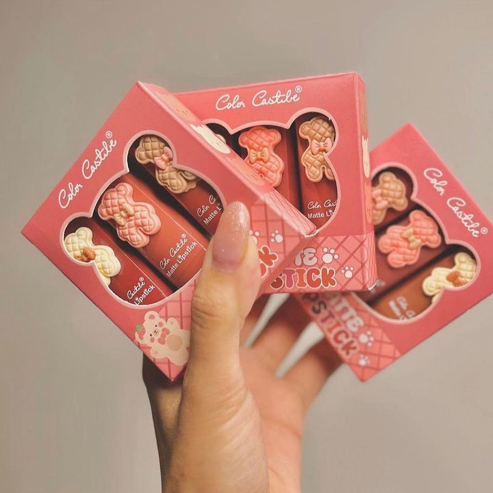 Color Castle Bear Matte Lipstick Set (3pcs) – Cute Mini Matte Lipsticks - Image 3